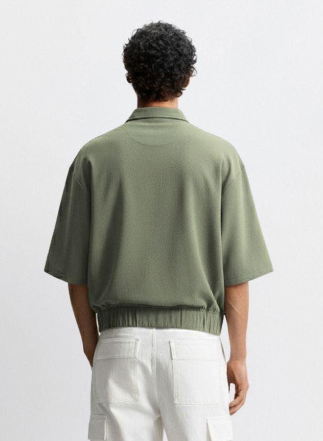 The Indian Garage Co Men Oversized Fit Solid Round Neck Half Sleeves Jacket - Image 2